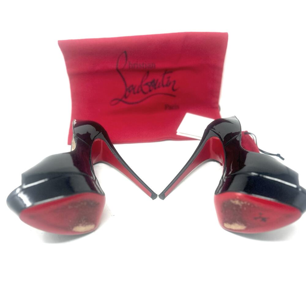 Christian Louboutin Lady Peep 150 Patent Calf Leather Heels EU 38.5